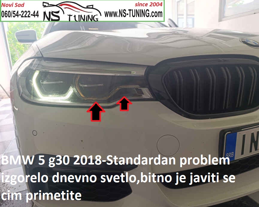 bmw 5 g30 2017 2018 201 pozuteo led izgorelo dnevno svetlo reparacija servis fara novi sad indjija ns tuning